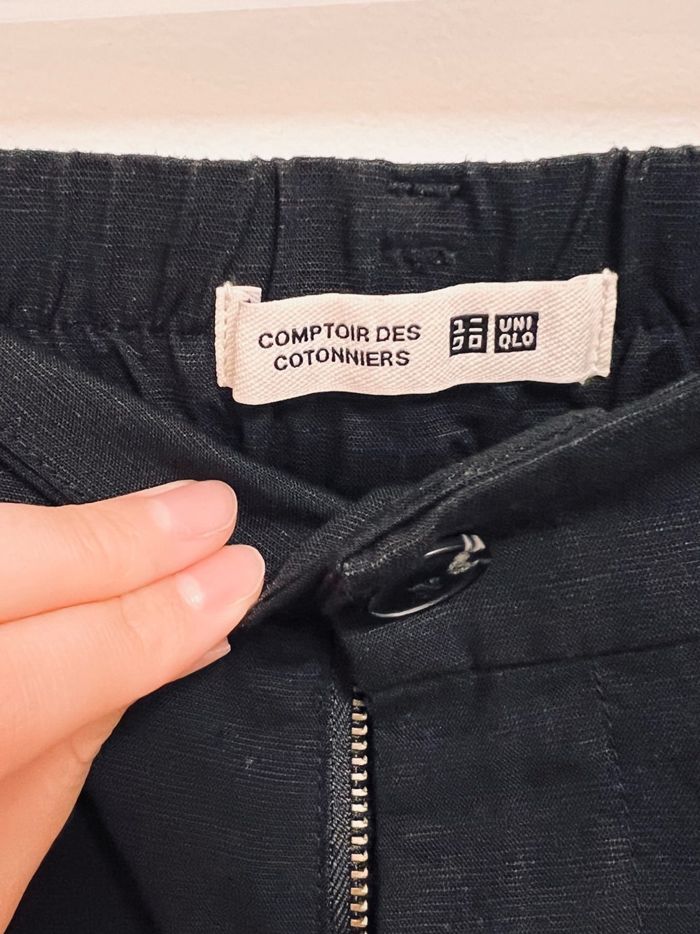 Uniqlo Comptoir Des Cotonniers Black Pleated Linen Trousers - Picture 2 of 6